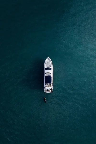 Aerial view of yacht at sea