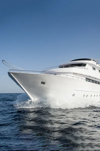 Large yacht making waves