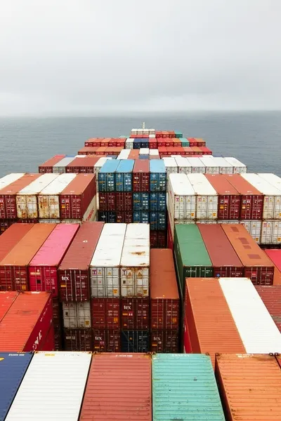 Containers on cargo ship