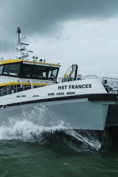 Vessel HST Frances on grey water with grey skies