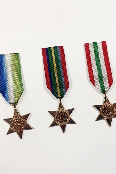 Maritime medals in a row on a white background