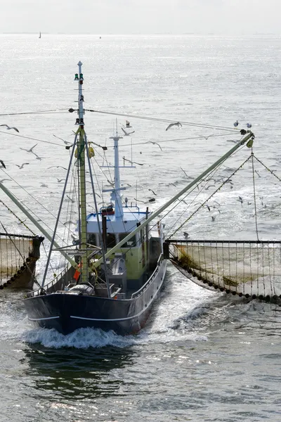 Fishing vessel with nets at sea