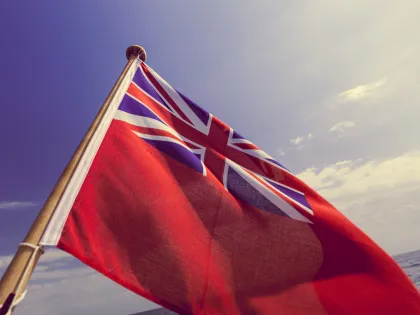Red Ensign flag by the sea