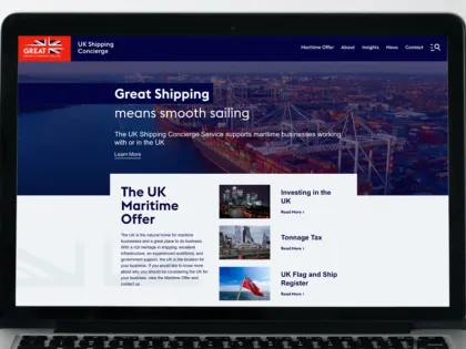 Homepage of the UK Shipping Concierge website