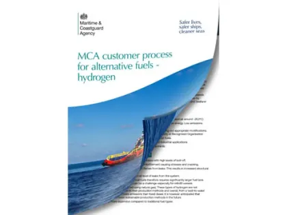Front cover of the leaflet on MCA customer process for alternative fuels - hydrogen