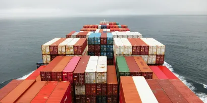Containers on a ship