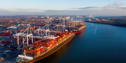 Two container ships docked in Southampton