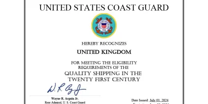 US Qualship 21 certificate