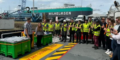 Suzanne Landolfi from the UK Ship Register christens a new vessel