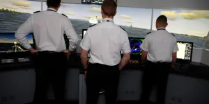 Cadets using a ship simulator at Fleetwood Nautical College