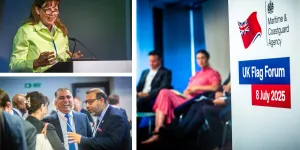 Collage of photos featuring a number of speakers and attendees at the UK Flag Forum 2025 event